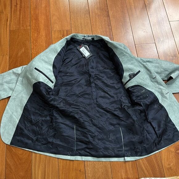 NWT Slim Fit Organic Light Green Linen Blend Jacket size 2 US S - Picture 4 of 12